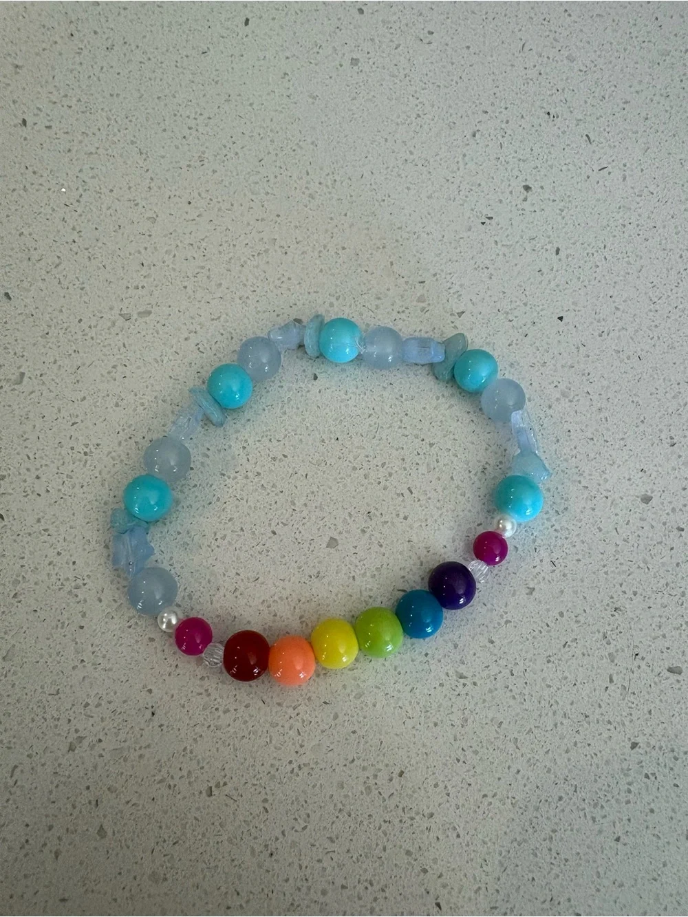 Rainbow Dash MLP themed Beaded Stretch Bracelet with Light Blue